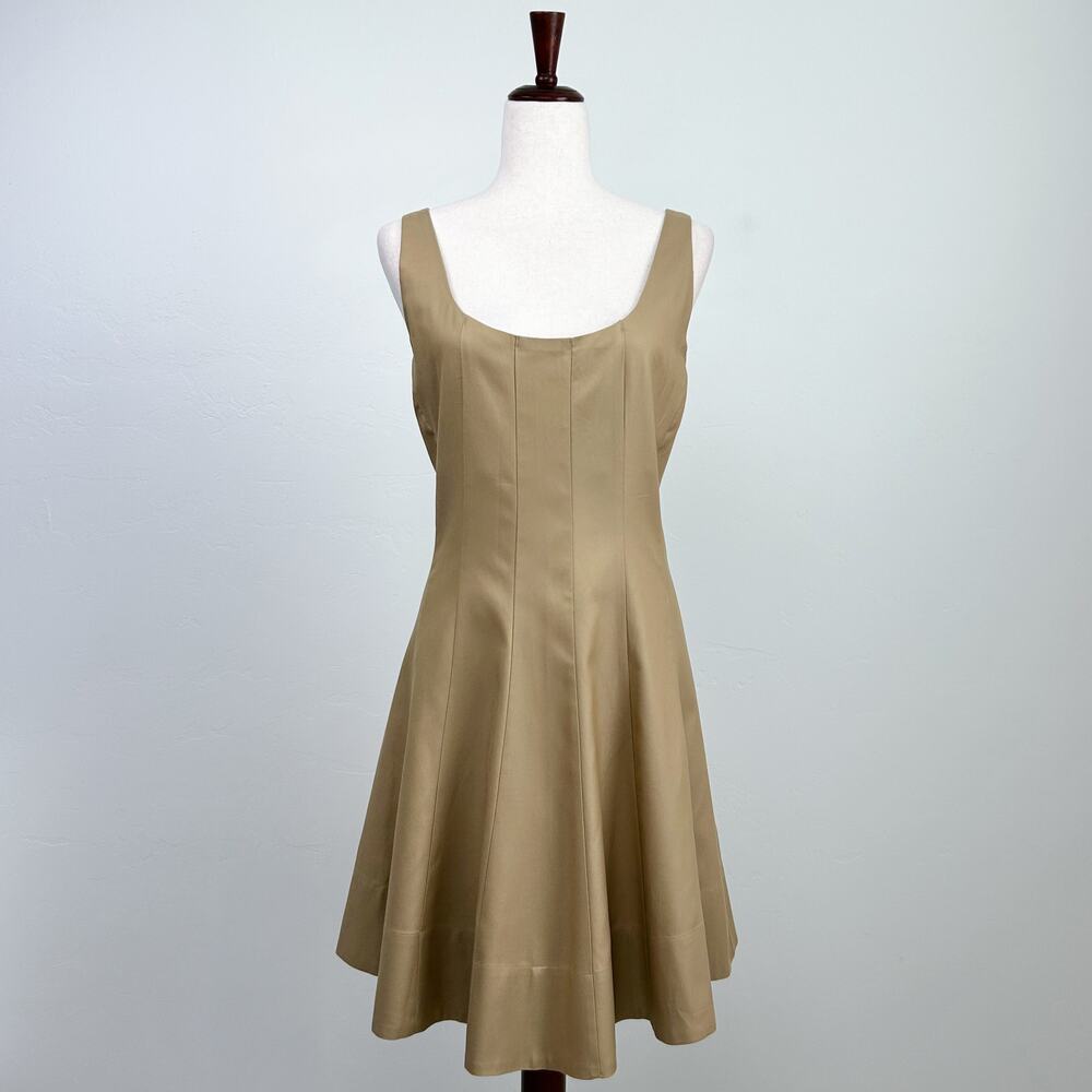 Banana Republic SIZE 8 TALL Seamed Twill Khaki Minimalist A-Line Dress NWT